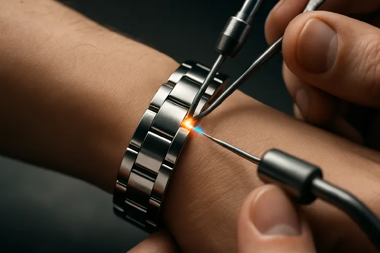 Welded permanent bracelet with seamless design