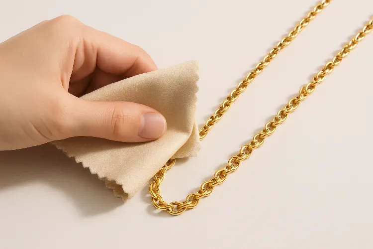 Caring for gold-plated jewelry with soft cloth