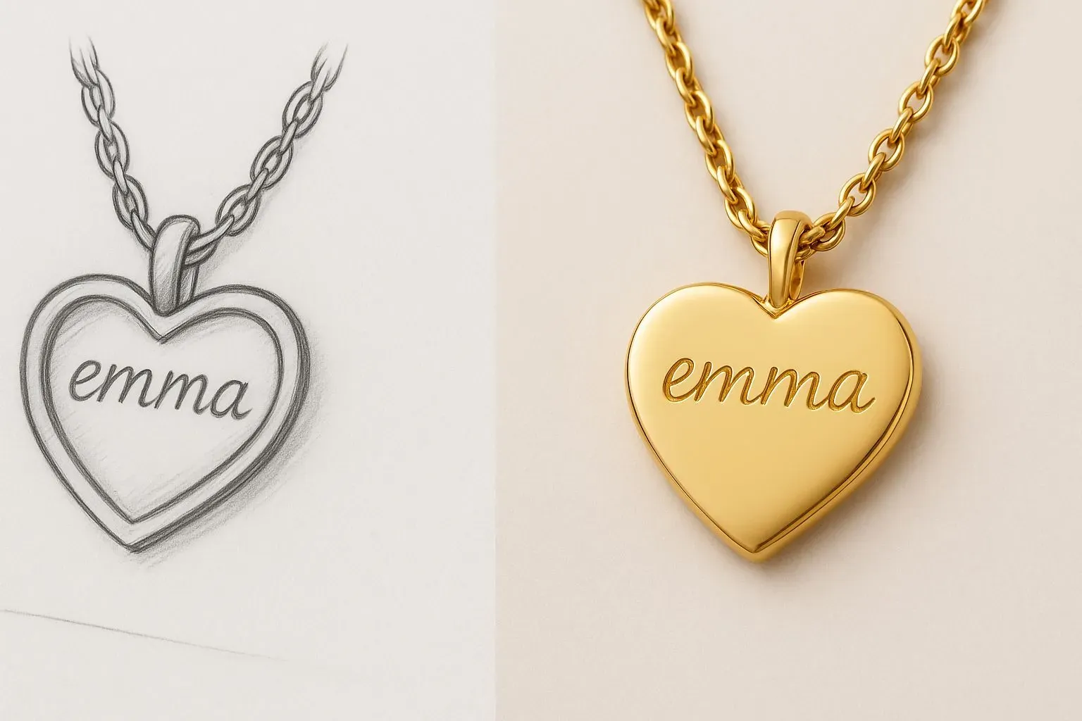 A comparison chart of jewelry design and engraving processes