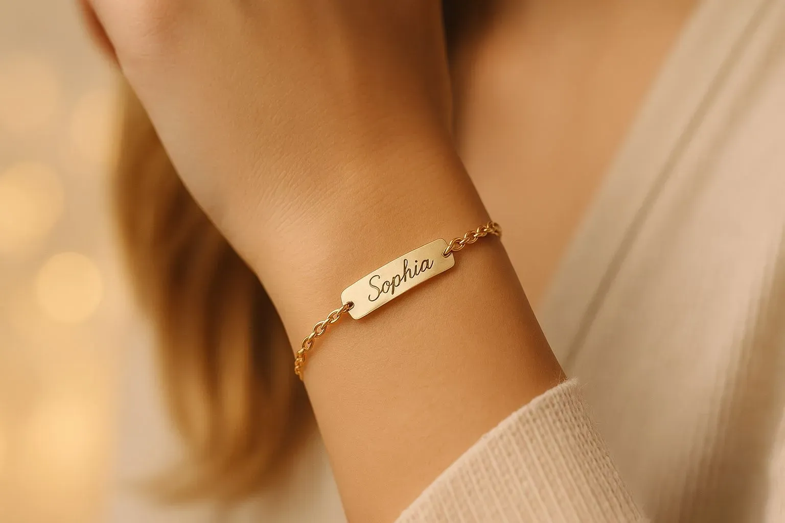 Custom engraved bracelet wearing effect picture