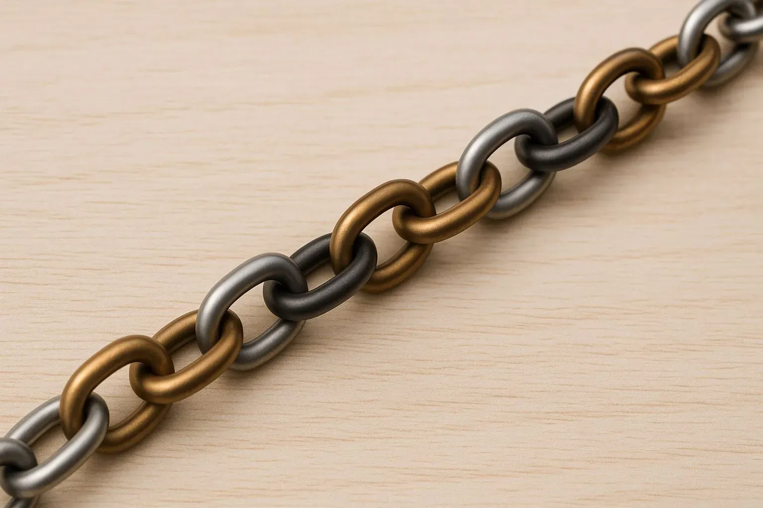 Display of chain material and luster effect