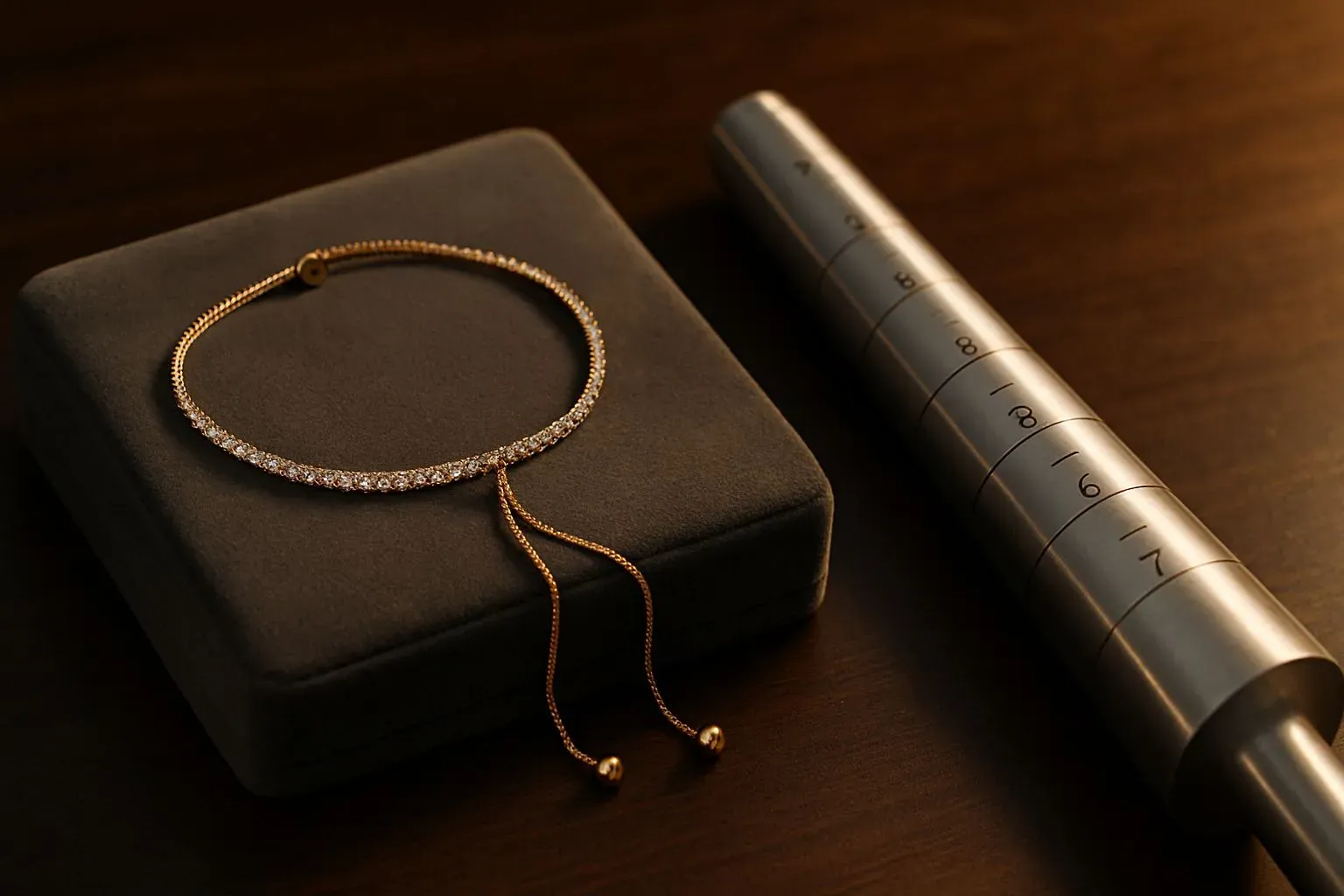 Display of customized and adjusted bracelet sizes