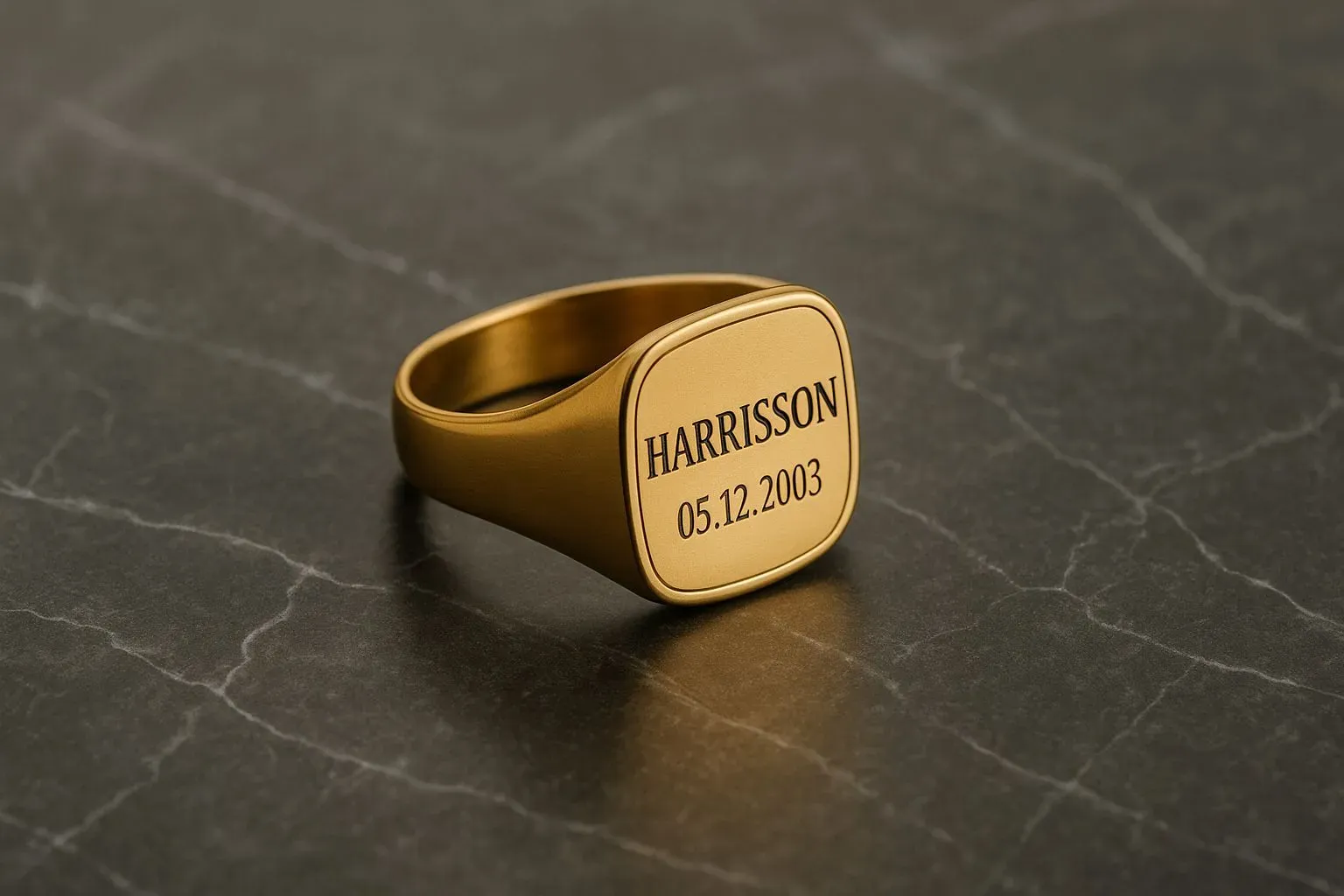 Display of personalized engraving on commemorative rings