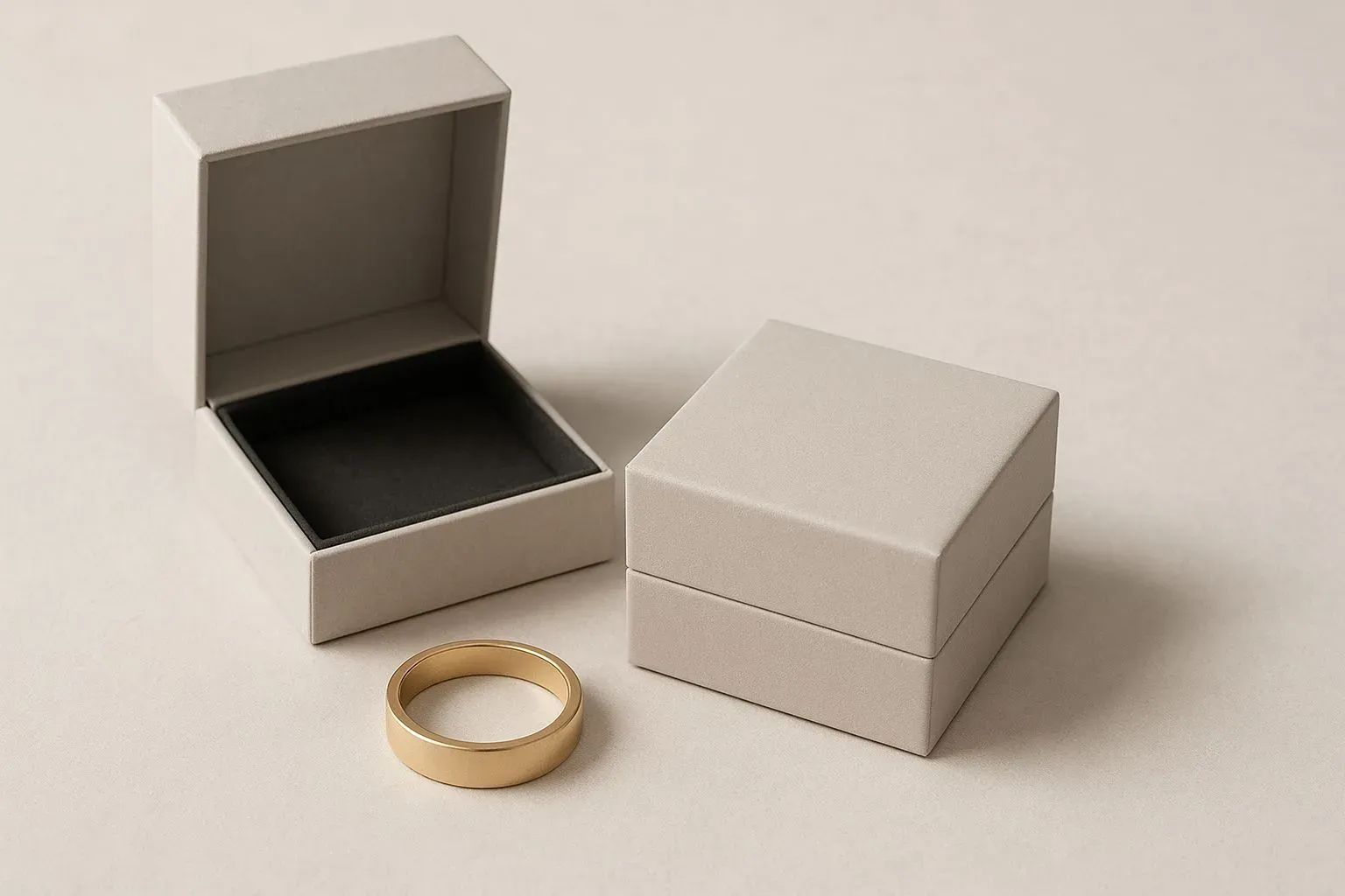 Minimalist custom jewelry packaging with soft touch design