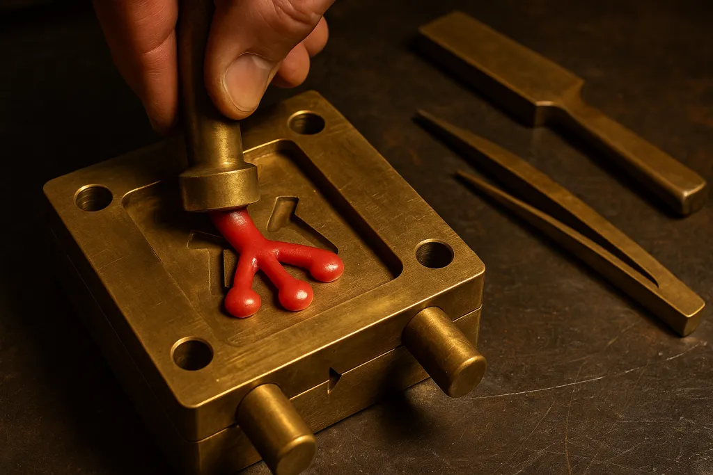 Wax model cast into brass jewelry mold