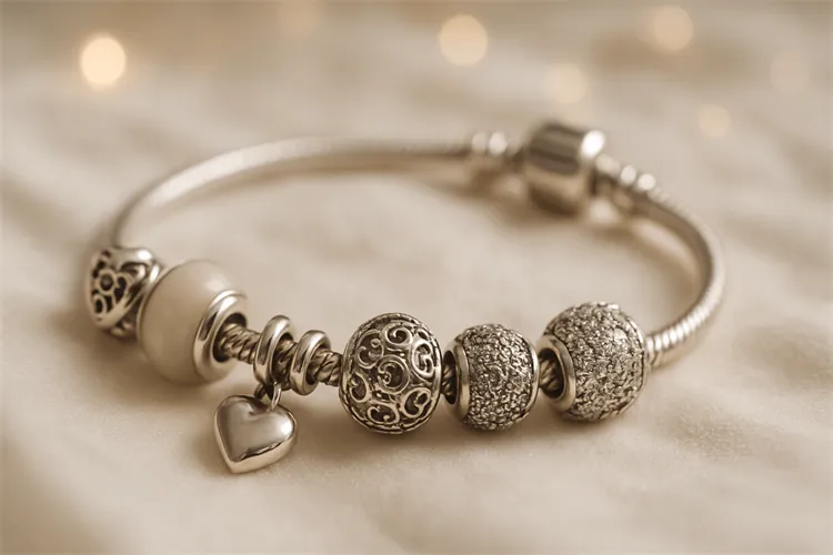 Completed personalized charm bracelet, reflecting memories.