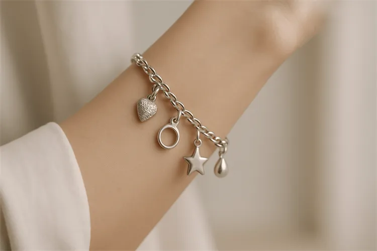 Stylish charm bracelet balancing beauty and comfort.