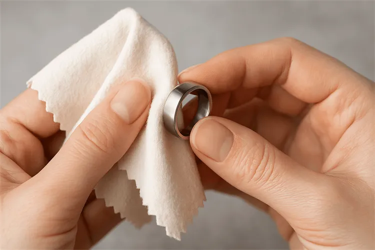 Caring for your stainless steel stacking rings to maintain their shine.