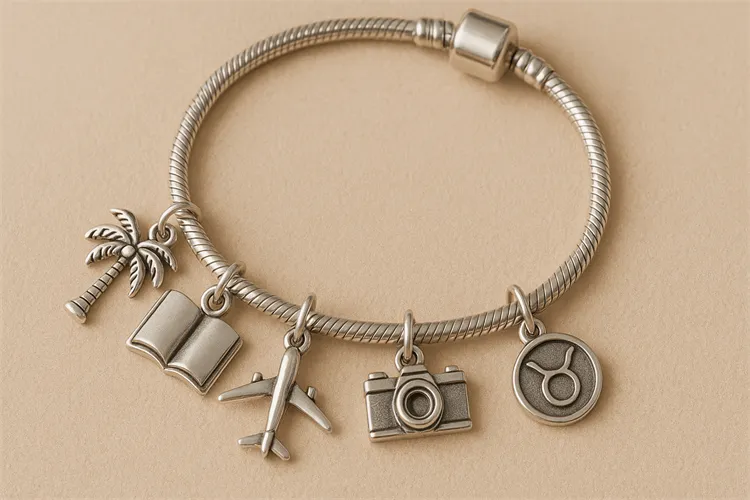 Custom charm bracelet with meaningful charms.
