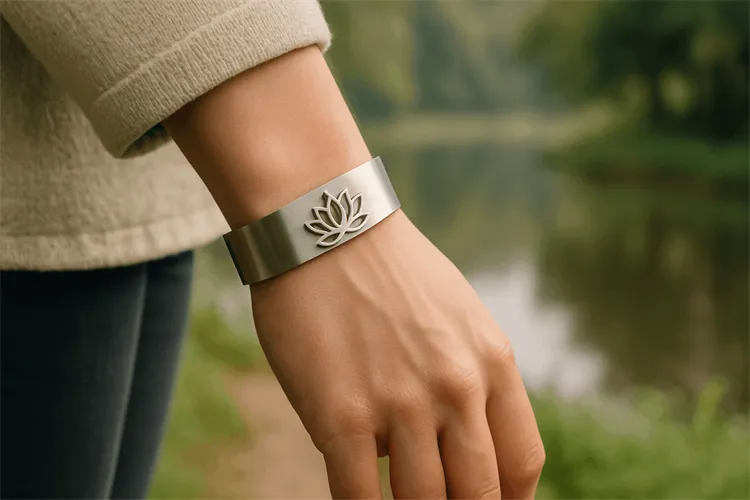 Stainless steel lotus flower bracelet