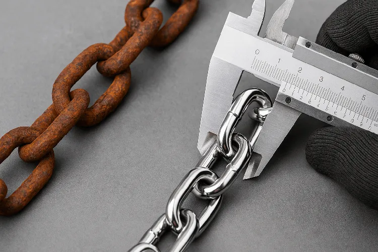 Durability and quality control in custom chain production.