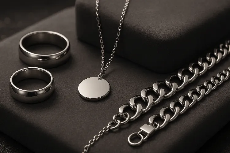 Stainless steel jewelry collection, durable and stylish.