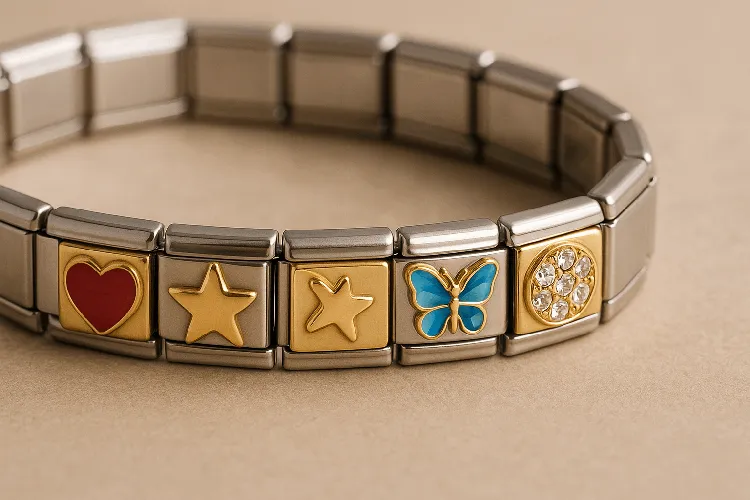 Modular Italian charm bracelet with customizable charms