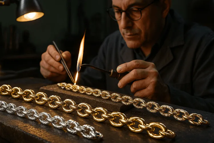 Custom chain manufacturing in Italy, showcasing luxury and craftsmanship