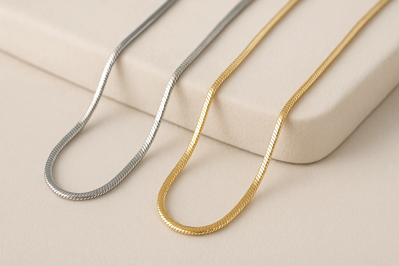 elegant snake chain necklaces showcase