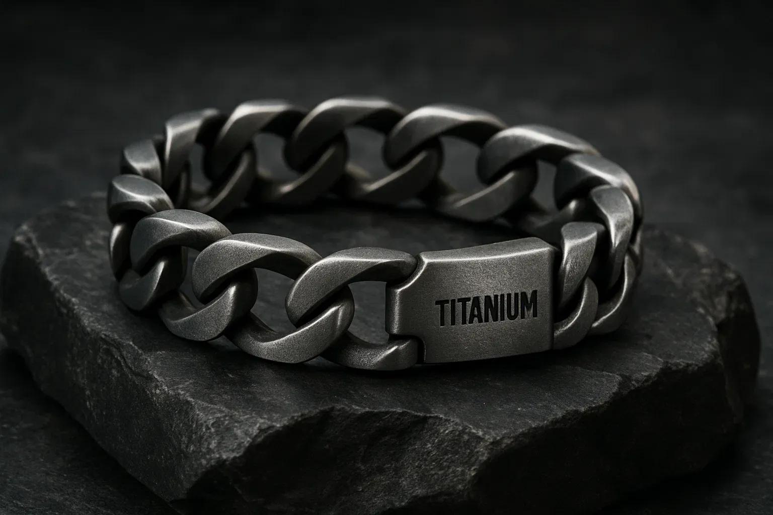Minimalist titanium ring with sleek silver-gray finish on white background