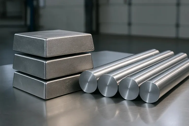 Titanium ingots and rods used in jewelry making