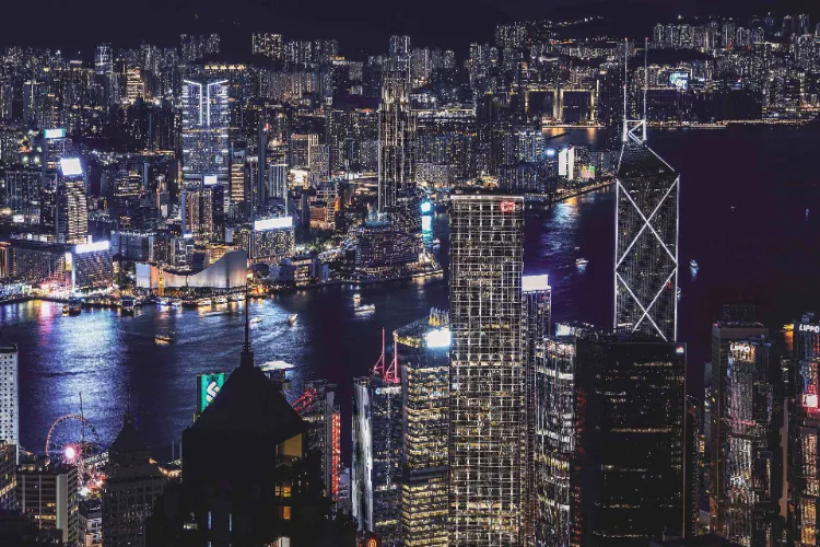 Victoria Peak night view of Hong Kong skyline