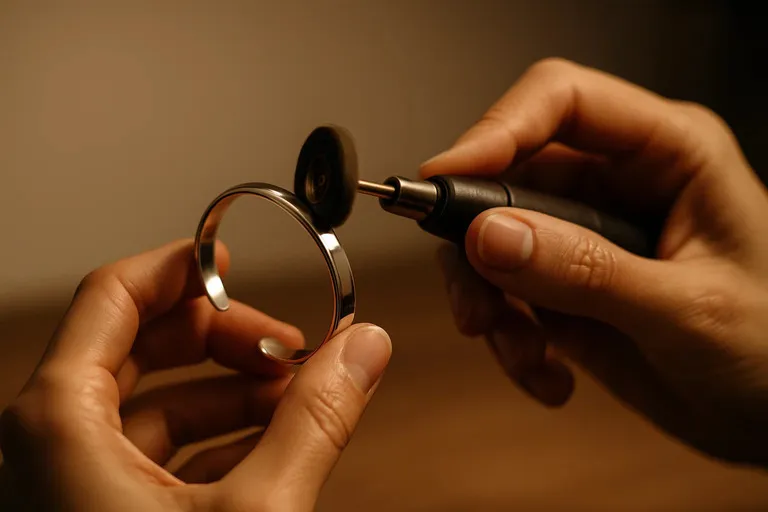 artisan polishing stainless steel jewelry