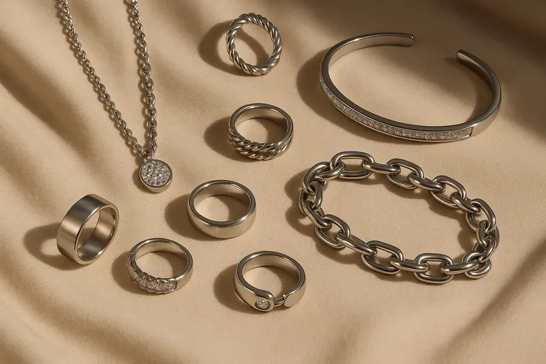 minimalist stainless steel jewelry display