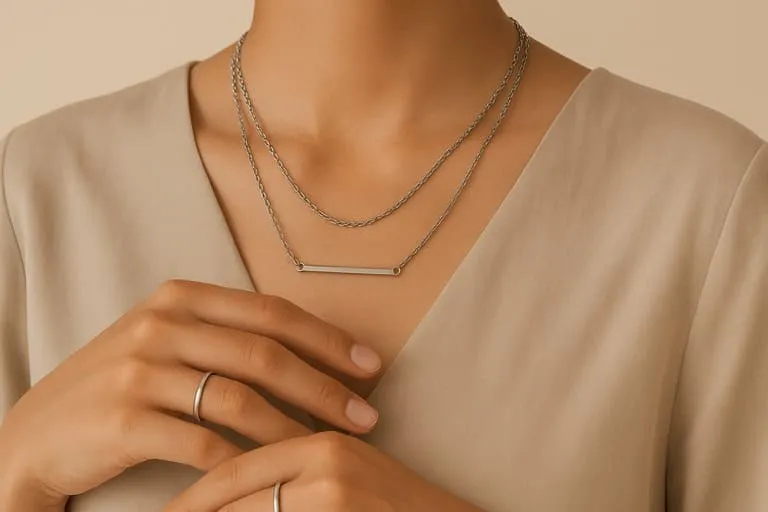 minimalist layered stainless steel necklaces dg jewelry