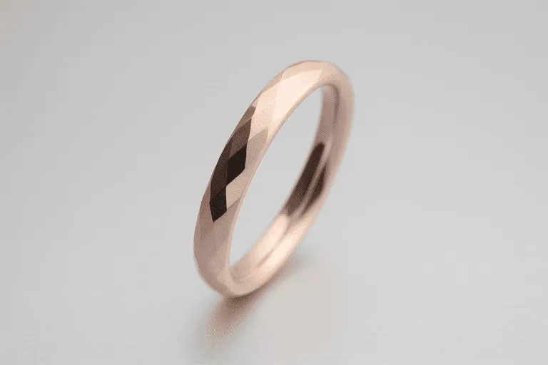 pure titanium rose gold faceted ring