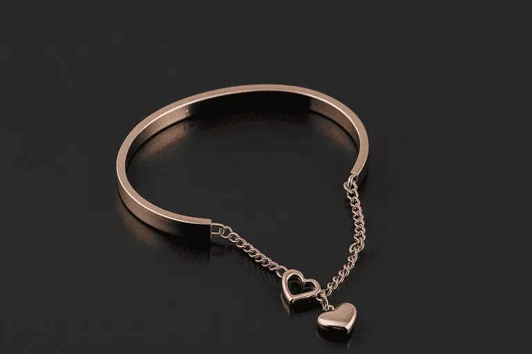 rose gold cuff bracelet heart chain