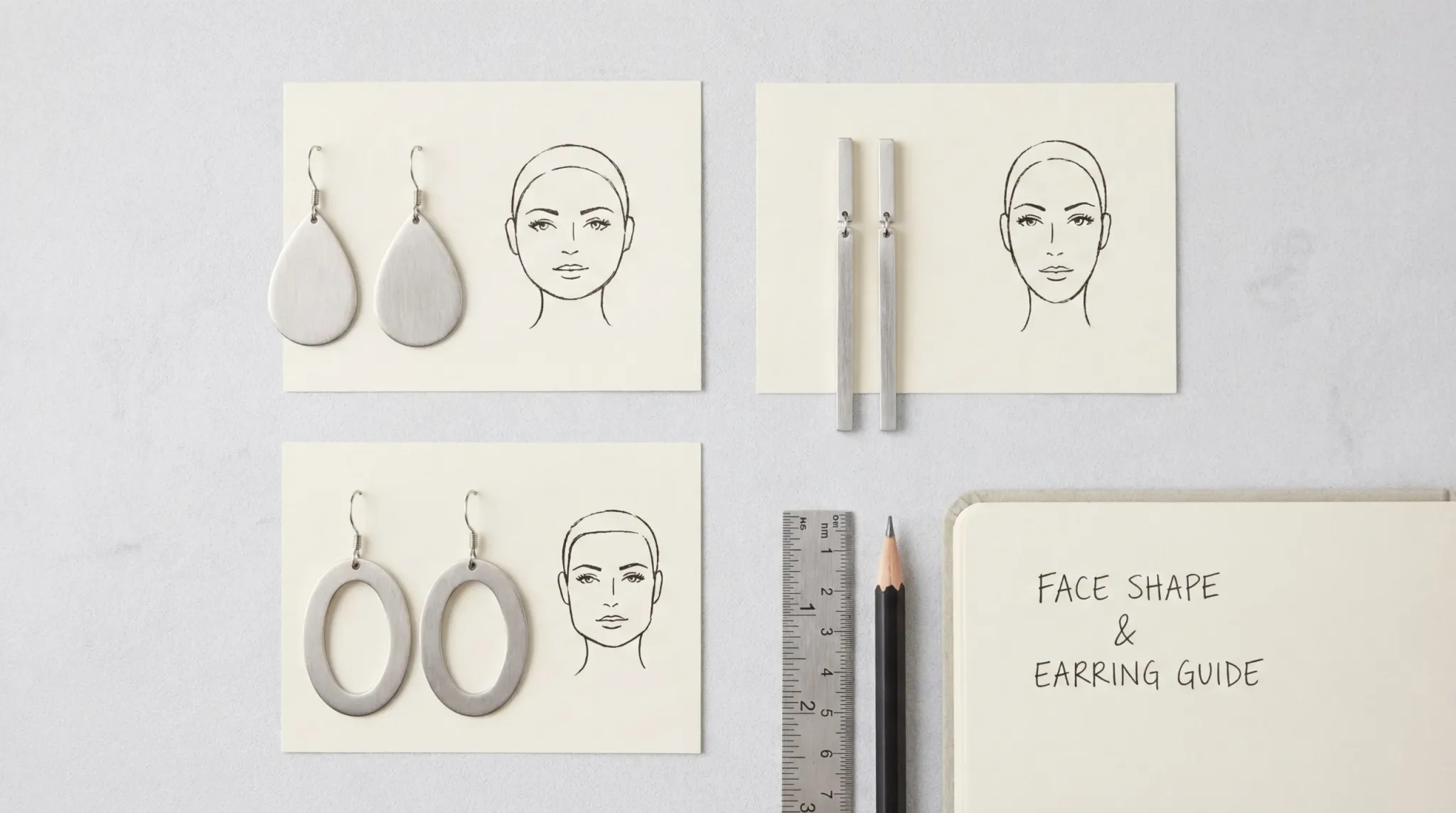 Diagram showing different drop earring styles for various face shapes