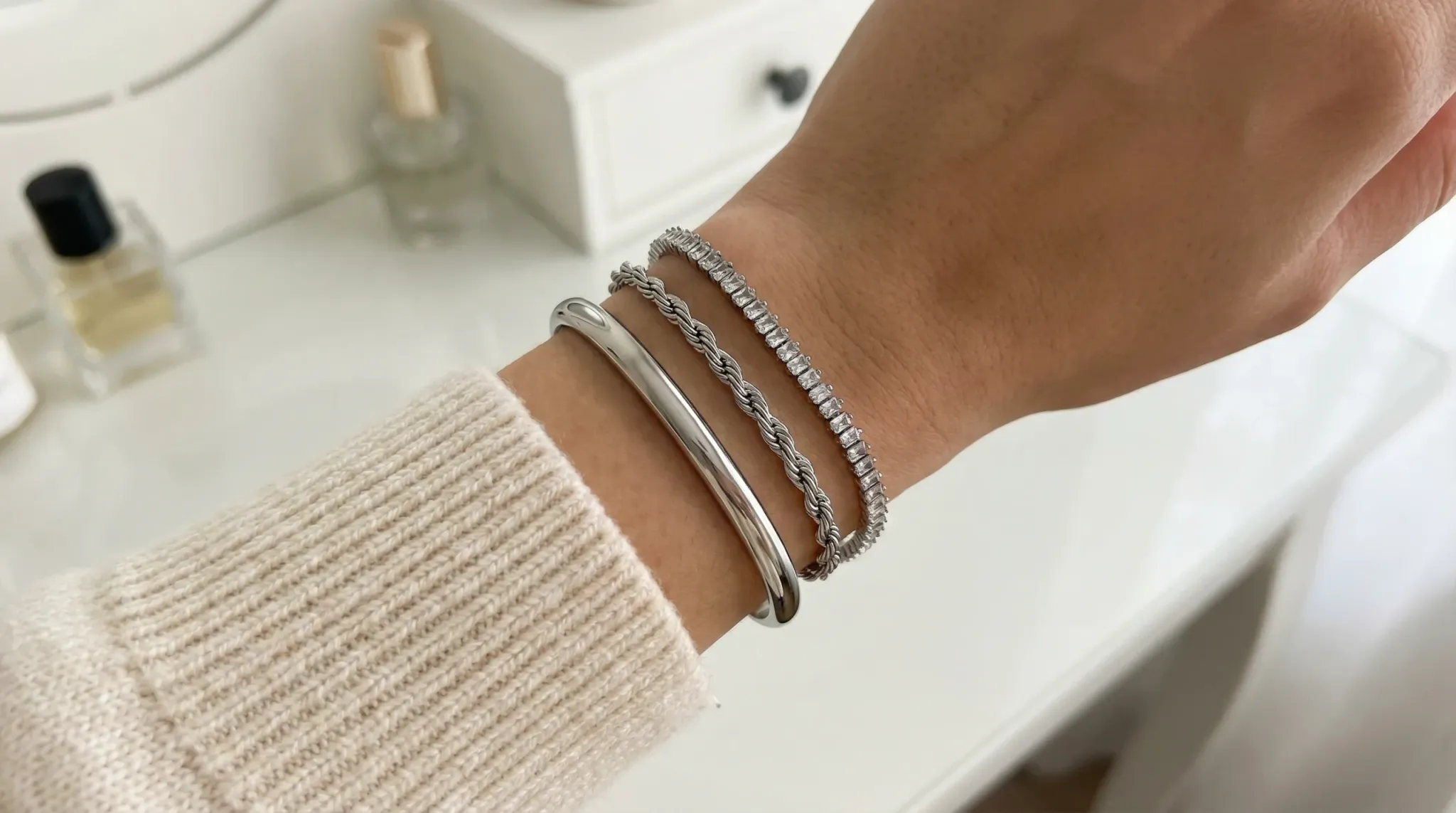stainless steel bracelet stack closeup index 12752x1536