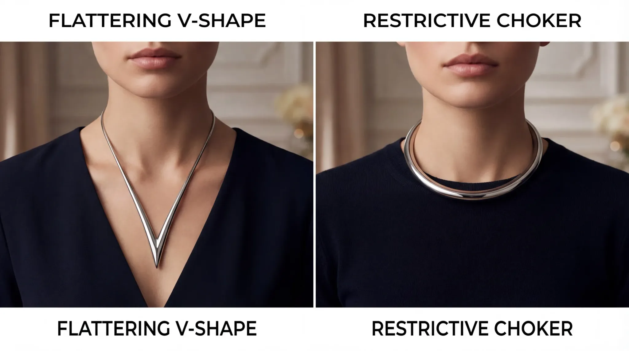 v shaped pendant necklace neck demonstration index 24096x2286