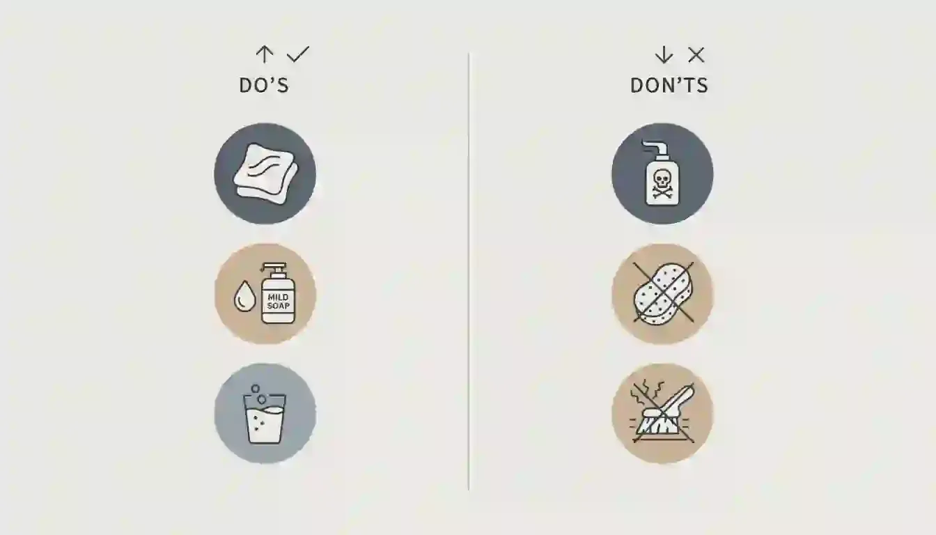 Infographic showing the "Cleaning Do's and Don'ts" for different metals.