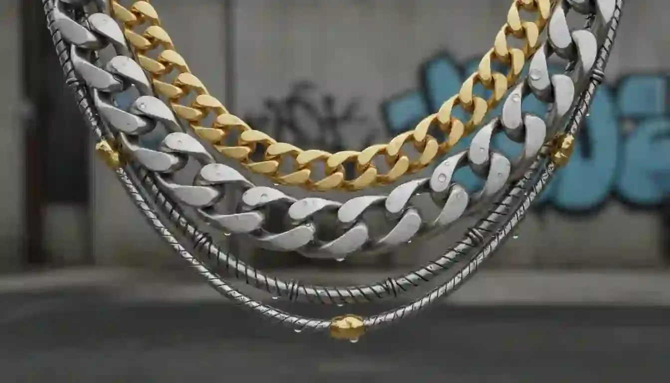 bold mixed metal chain necklace index 51344x768