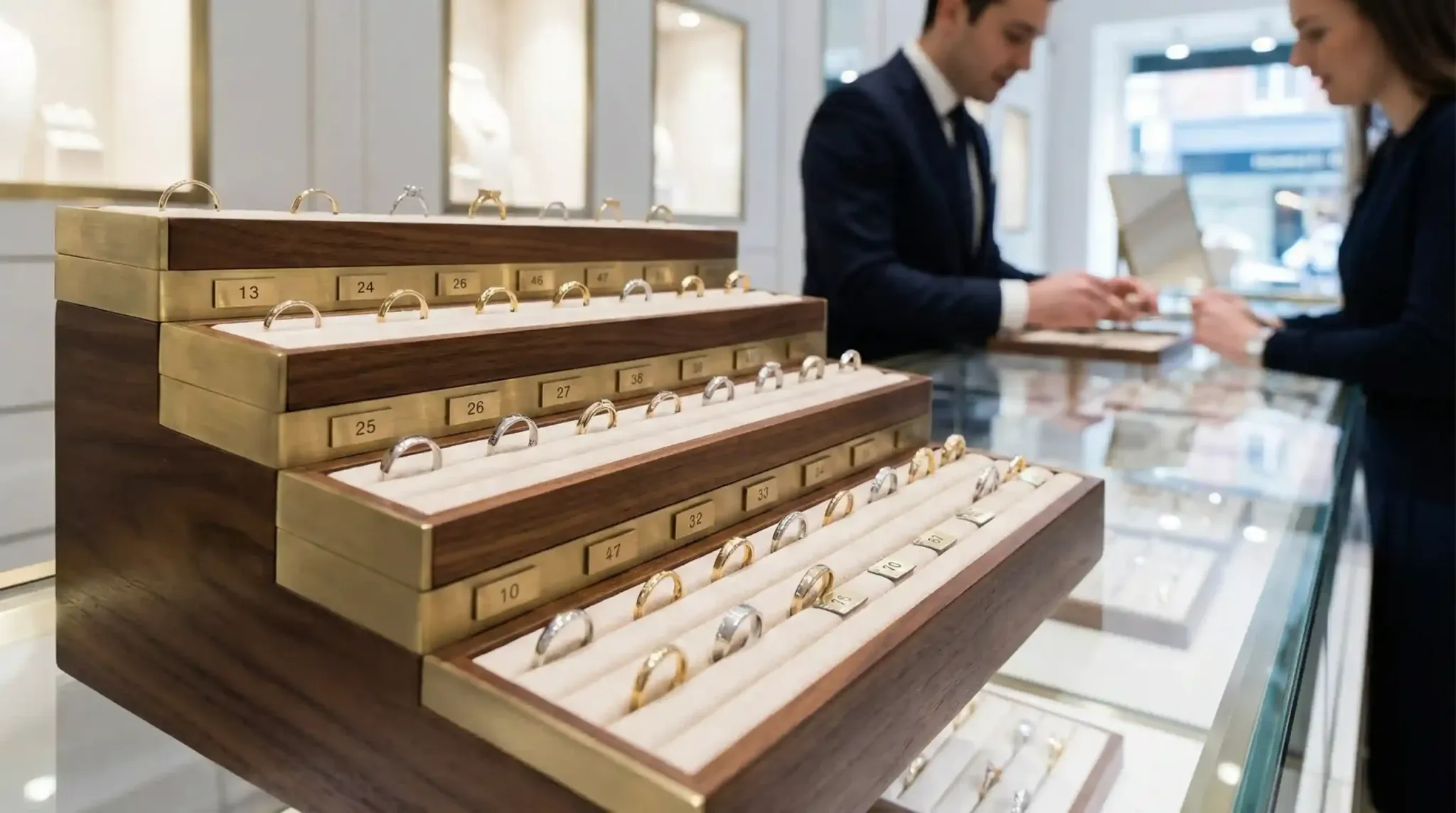 Jewelry shop display showing average sizes