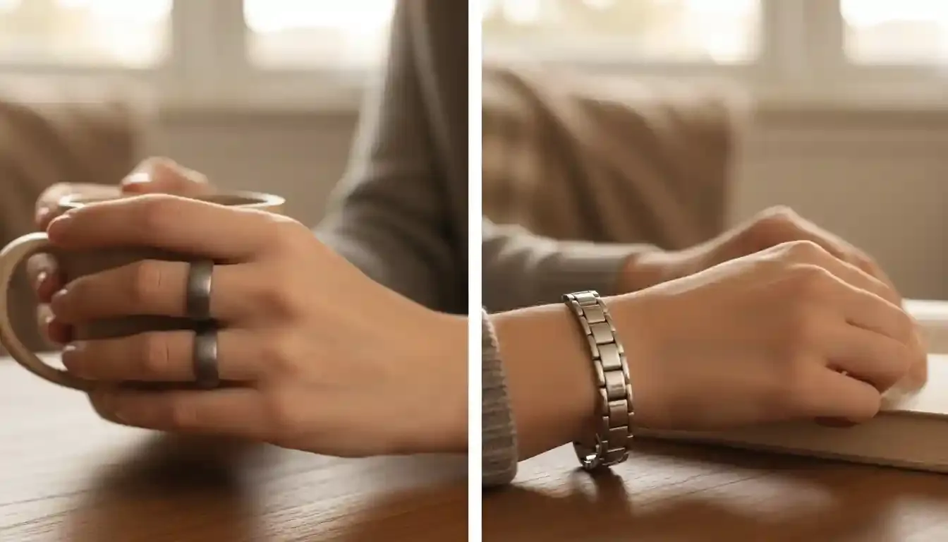 Titanium Ring and Stainless Steel Bracelet