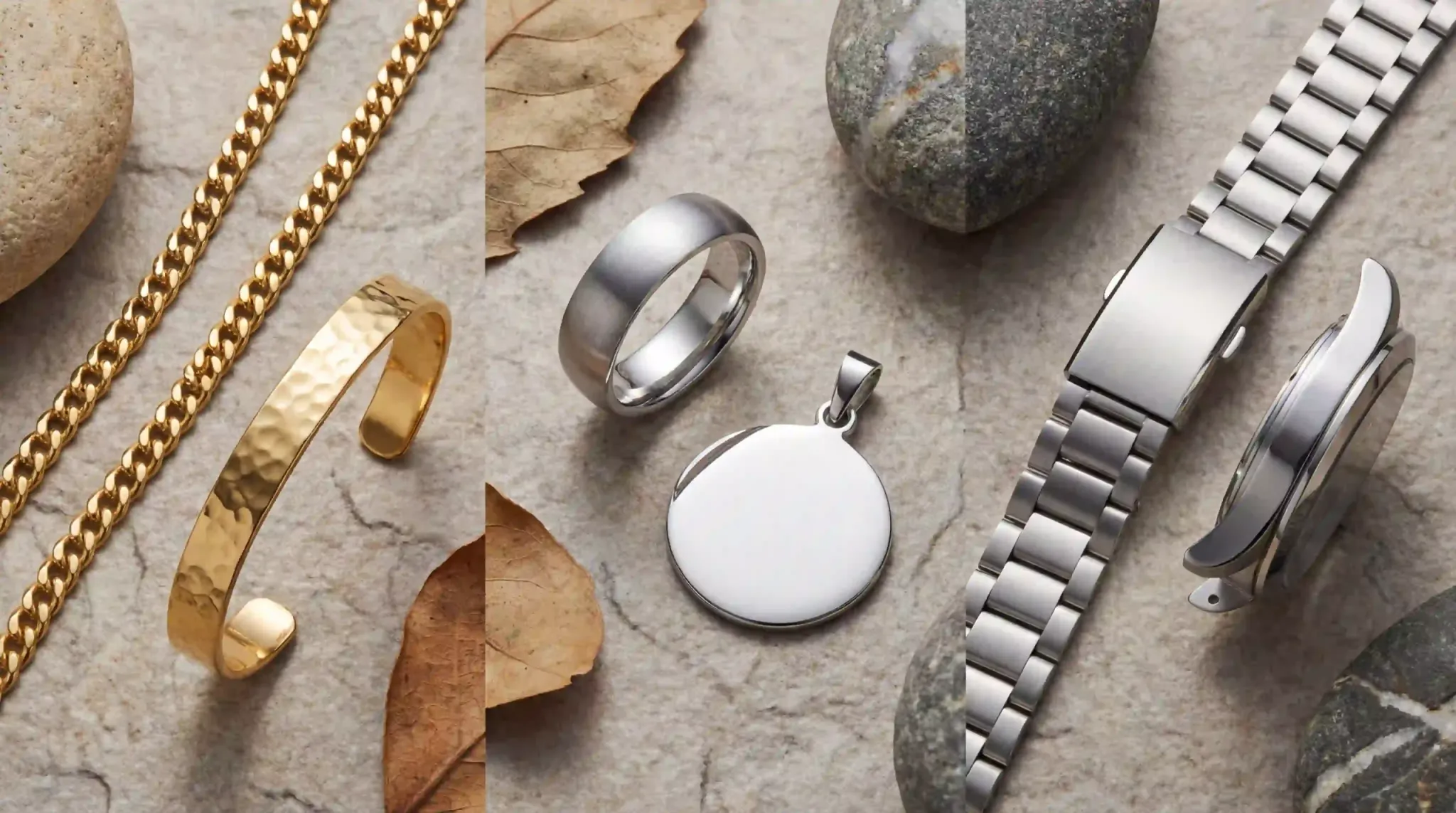 Image: Jewelry metals flat lay comparison