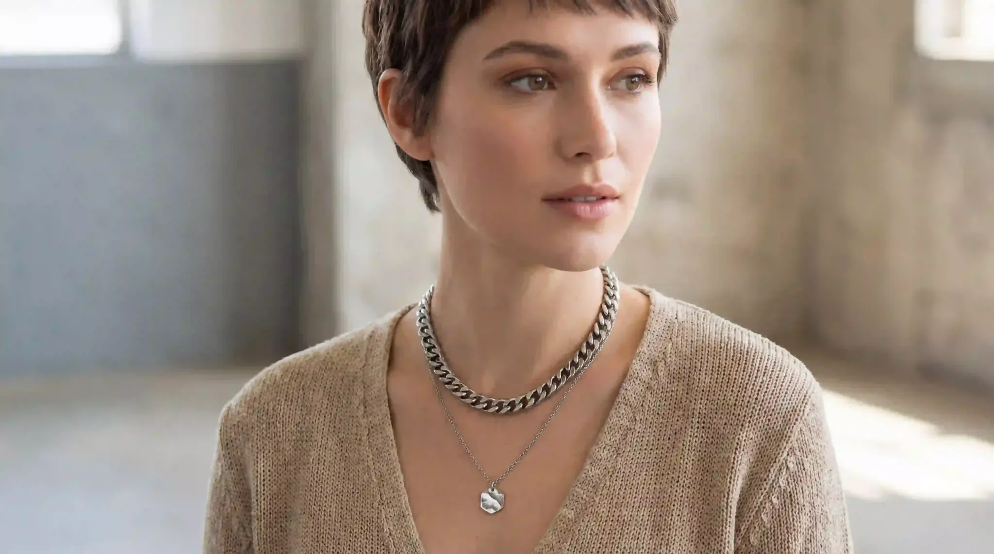 layered steel necklaces fashion portrait index 1404096x2286