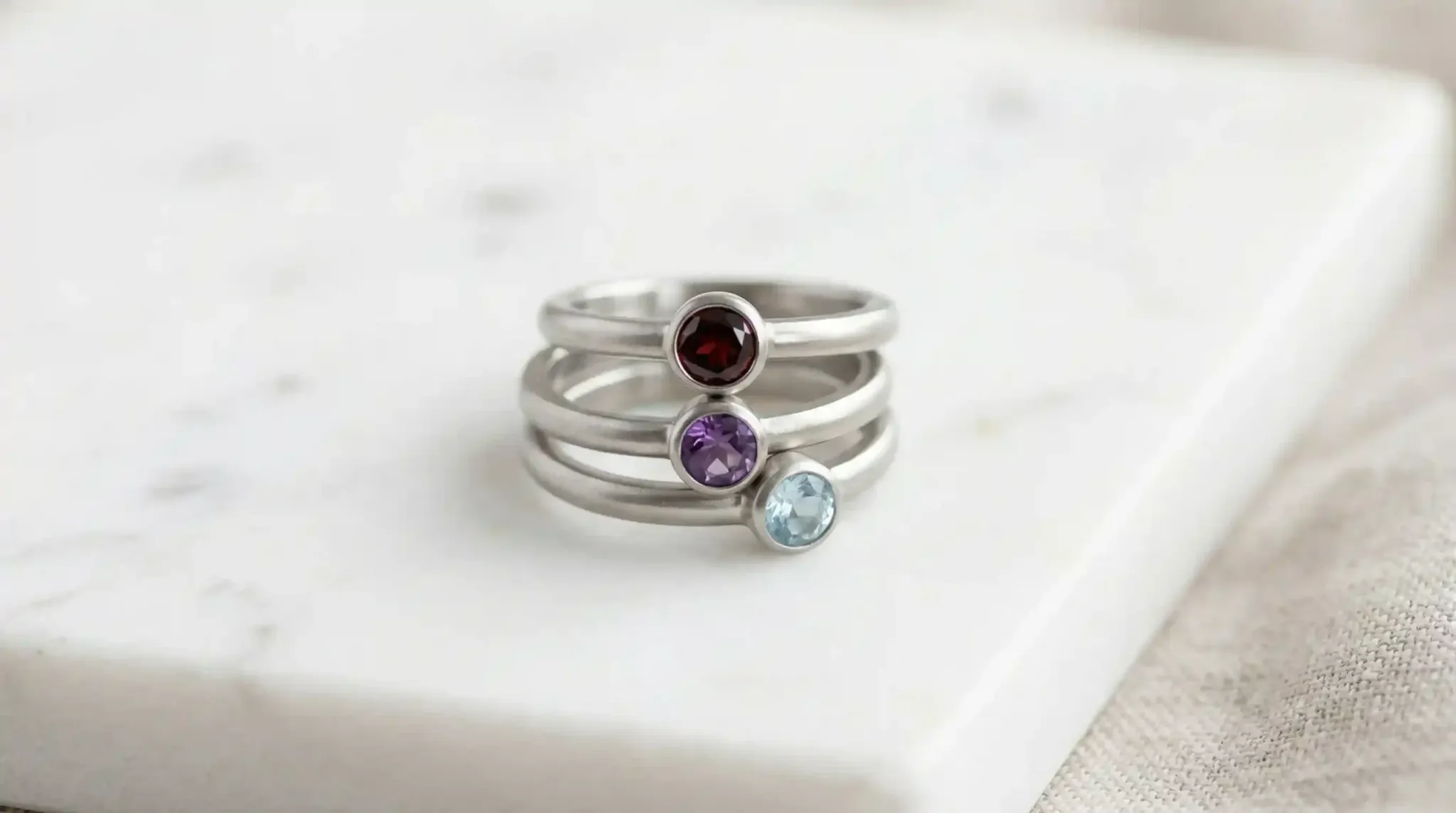 minimalist birthstone rings product shot