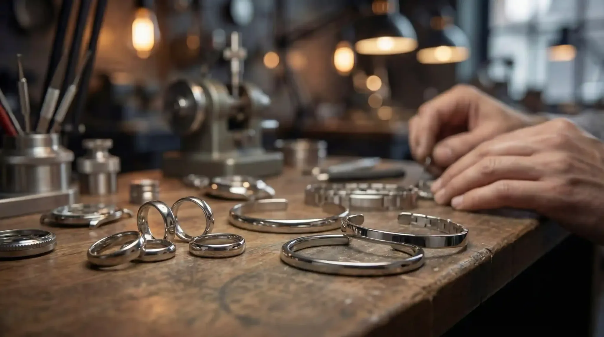 polished stainless steel jewelry closeup