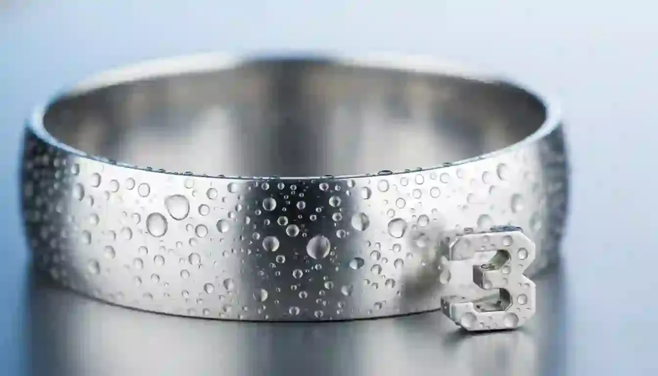 polished steel ring water droplets index 2401344x768