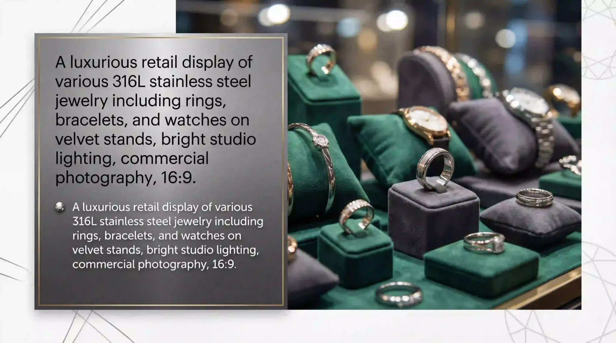 stainless steel jewelry retail display slide 34096x2286