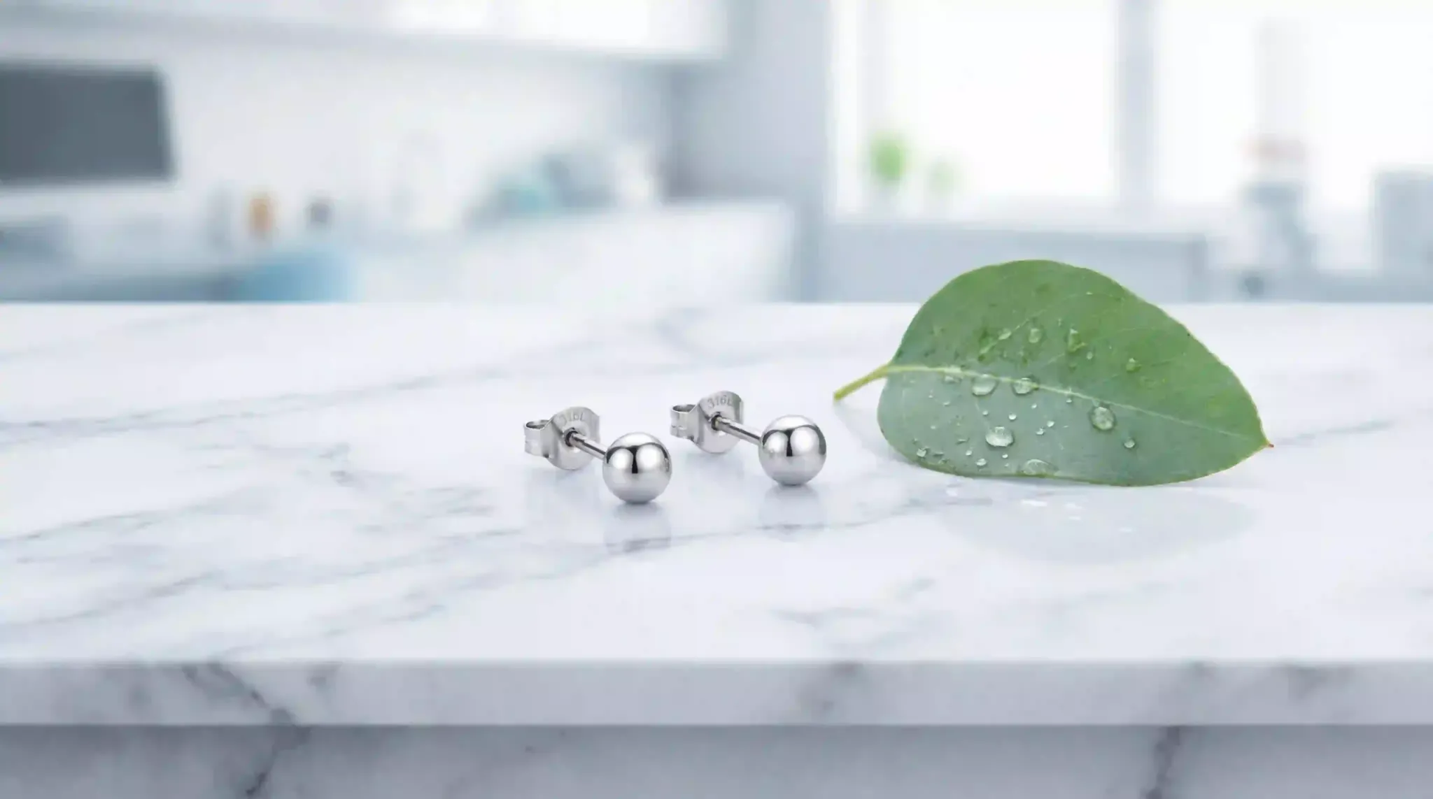 Hypoallergenic Surgical Steel Stud Earrings Product Photography