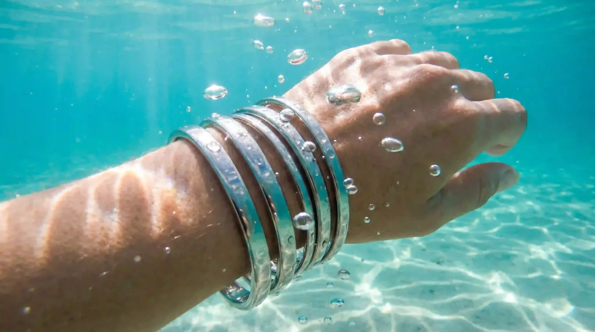 Stainless Steel Bracelets Underwater Lifestyle Photography