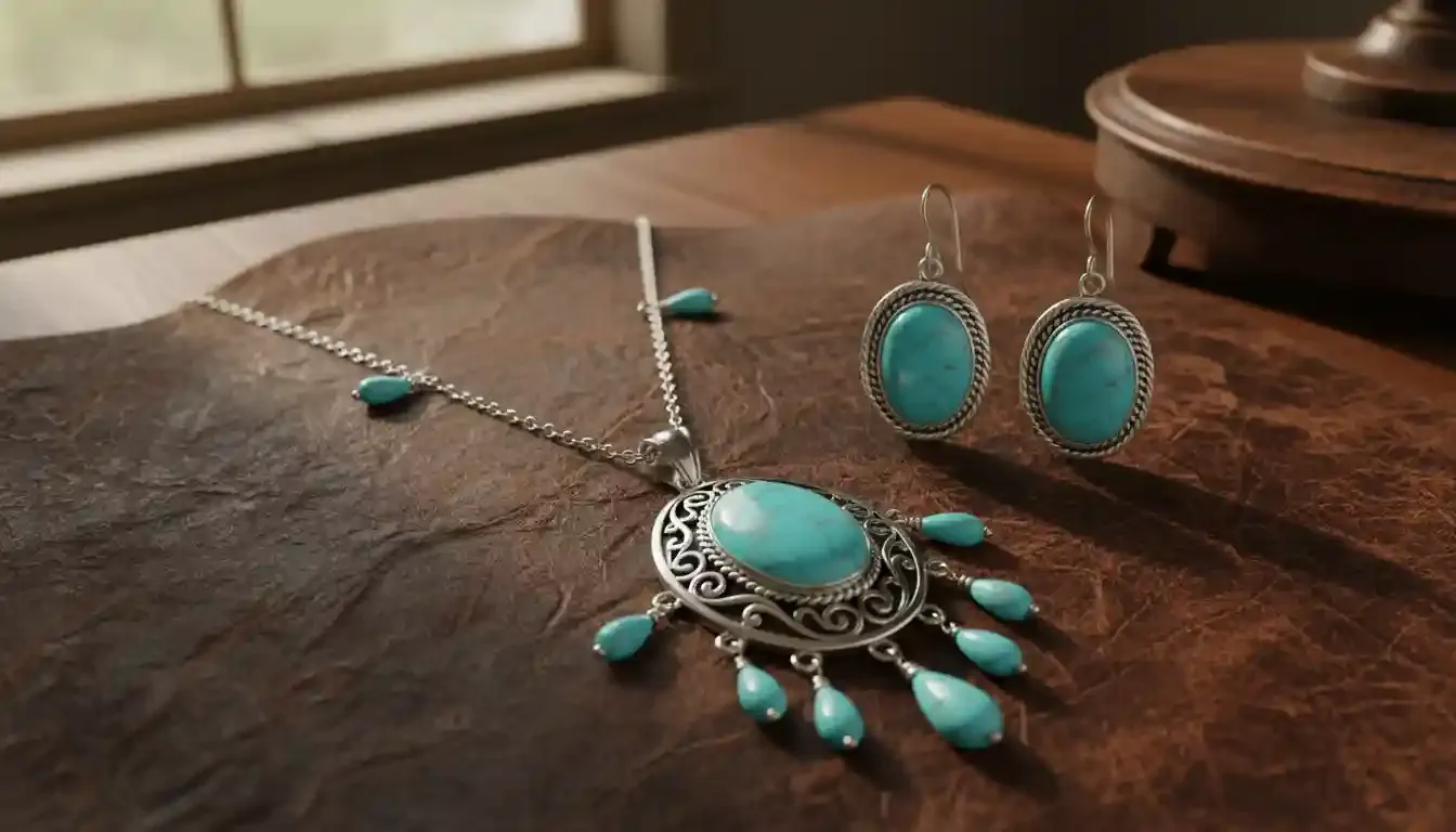western turquoise silver necklace