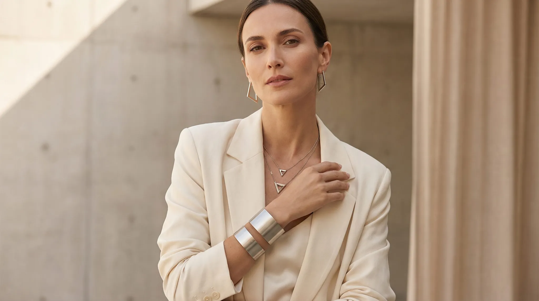 minimalist steel jewelry lifestyle shot